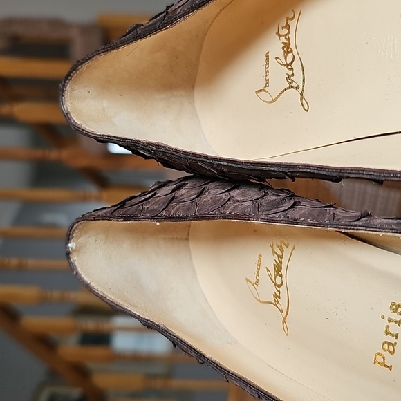 Louboutin Python Peep-Toe Heels - Picture 5 of 13